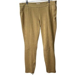 LILA ROSE Women's Faux Suede Zip Hem Straight Leg Pants Camel Size 12
